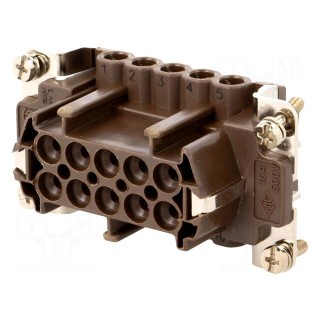 Connector: rectangular | female | 180 °C | 10+PE | size 57.27 | 16A