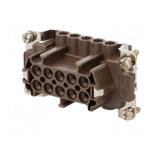 Connector: rectangular | female | 180 °C | 10+PE | size 57.27 | 16A