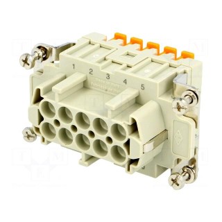 Connector: HDC | contact insert | female | CSH | PIN: 10 | 10+PE | 16A