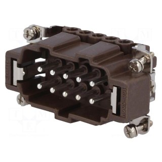 Connector: rectangular | male | 180 °C | 10+PE | size 57.27 | 16A | 500V