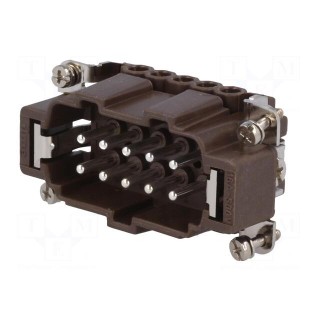 Connector: rectangular | male | 180 °C | 10+PE | size 57.27 | 16A | 500V