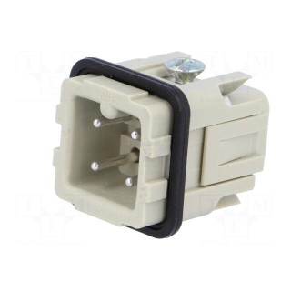 Connector: HDC | contact insert | male | CK | PIN: 4 | 3+PE | size 21.21