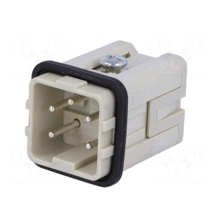 Connector: HDC | contact insert | male | CKS | PIN: 5 | 4+PE | size 21.21