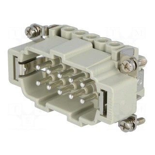 Connector: HDC | male | CNE | PIN: 10 | 10+PE | size 57.27 | 16A | 500V