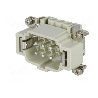 Connector: HDC | male | CNE | PIN: 6 | 6+PE | size 44.27 | 16A | 500V