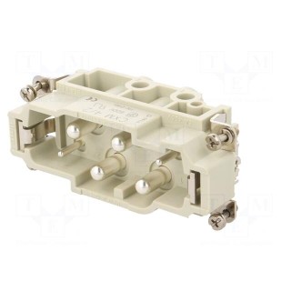 Connector: HDC | contact insert | male | CX | PIN: 4 | 4+PE | size 77.27