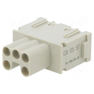 Connector: HDC | module | female | MIXO | PIN: 5 | with contacts | 16A