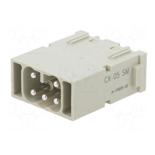 Connector: HDC | module | male | MIXO | PIN: 5 | with contacts | 16A | 400V