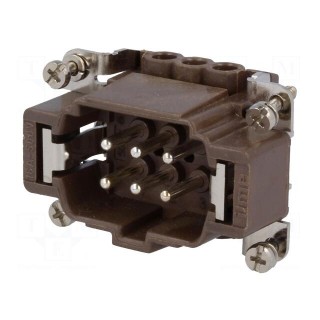 Connector: rectangular | male | 180 °C | 6+PE | size 44.27 | 16A | 500V