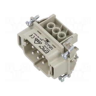 Connector: HDC | contact insert | male | EPIC H-BE | PIN: 6 | 6+PE | 16A