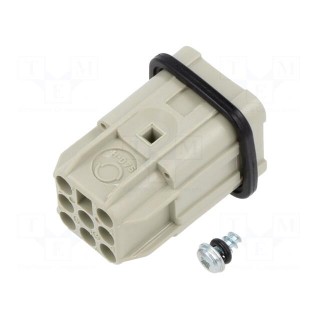 Connector: HDC | male | EPIC H-D | PIN: 8 | 7+PE | size H-A 3 | 10A | 60V