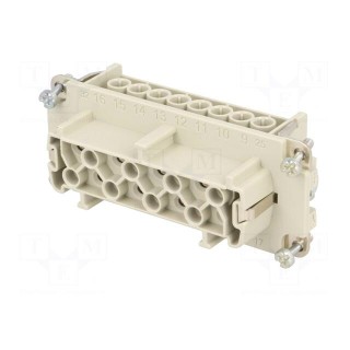Connector: rectangular | female | EPIC H-BE | PIN: 16 | 16+PE | 16A | 500V
