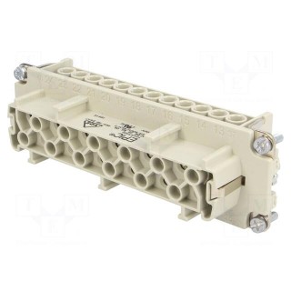 Connector: rectangular | female | EPIC H-BE | PIN: 24 | 24+PE | 16A | 500V