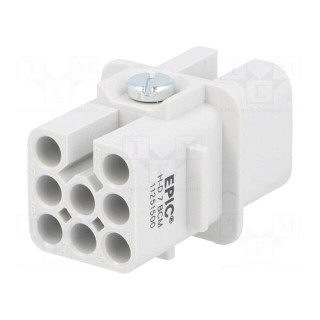 Connector: HDC | female | EPIC H-D | PIN: 8 | 7+PE | size H-A 3 | 10A | 60V