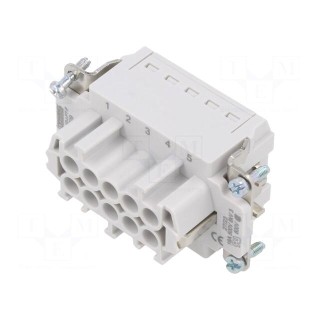 Connector: HDC | female | 500V | 16A | PIN: 10 | Layout: 10+PE | push-in