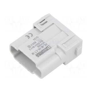 Connector: HDC | male | 500V | 16A | PIN: 6 | crimped | -40÷125°C | UL94V-0