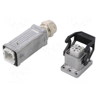 Connector: HDC | male + female | 230V | 10A | PIN: 4 | Layout: 3+PE | M20
