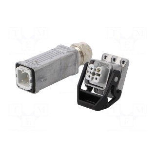 Connector: HDC | male + female | 230V | 10A | PIN: 4 | Layout: 3+PE | M20