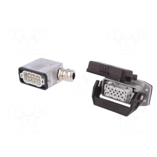 Connector: HDC | male + female | Pitch: 49,5x16mm | 250V | 16A | PIN: 10