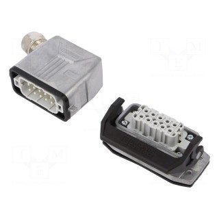 Connector: HDC | male + female | 250V | 16A | PIN: 10 | Layout: 10+PE