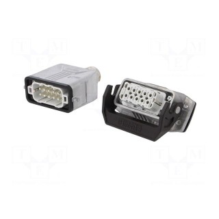 Connector: HDC | male + female | Pitch: 49,5x16mm | 250V | 16A | PIN: 10