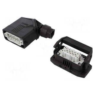 Connector: HDC | male + female | Pitch: 49,5x16mm | 250V | 20A | PIN: 10