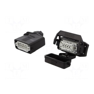 Connector: HDC | male + female | Pitch: 49,5x16mm | 250V | 20A | PIN: 10