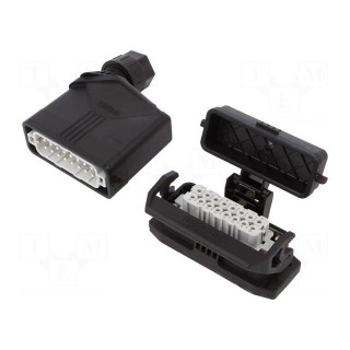Connector: HDC | male + female | 250V | 20A | PIN: 16 | Layout: 16+PE