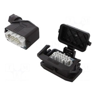 Connector: HDC | male + female | Pitch: 57x27mm | 500V | 16A | PIN: 10