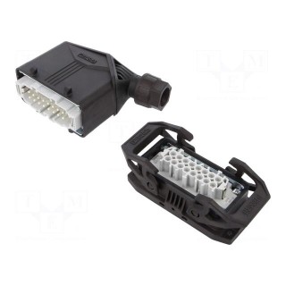 Connector: HDC | male + female | Pitch: 77,5x27mm | 500V | 16A | PIN: 16