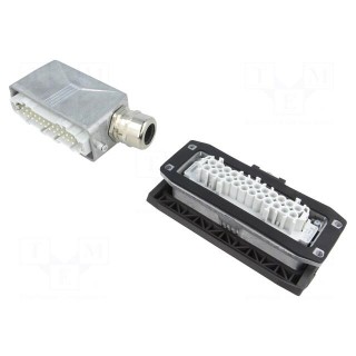 Connector: HDC | male + female | 500V | 16A | PIN: 24 | Layout: 24+PE