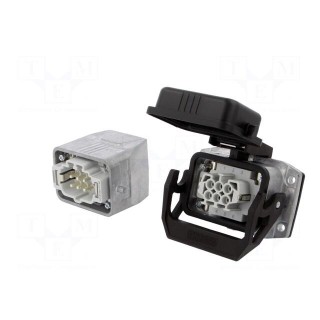 Connector: HDC | male + female | Pitch: 44x27mm | 500V | 16A | PIN: 6
