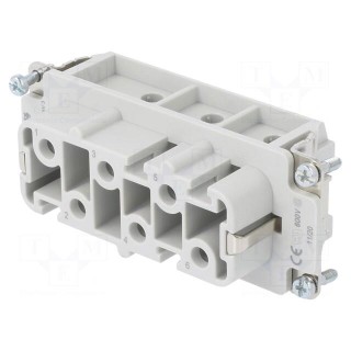 Connector: rectangular | female | 400V | 41A | PIN: 6 | Layout: 6+PE