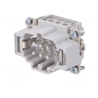 Connector: HDC | male | 500V | 16A | PIN: 6 | Layout: 6+PE | 0.5÷2.5mm2