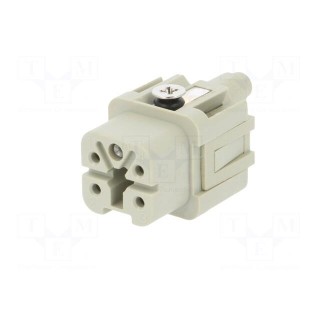 Connector: HDC | female | HDC | PIN: 5 | 4+PE | size 1 | 10A | 250V
