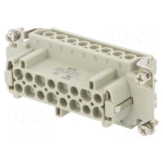 Connector: HDC | female | HE | PIN: 16 | 16+PE | size 6 | 16A | 500V