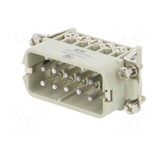 Connector: HDC | male | HA | PIN: 10 | 10+PE | size 2 | 16A | 250V | for cable