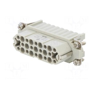 Connector: HDC | female | HD | PIN: 25 | 25+PE | size 5 | w/o contacts | 10A