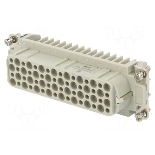 Connector: HDC | female | HD | PIN: 64 | 64+PE | size 8 | w/o contacts | 10A