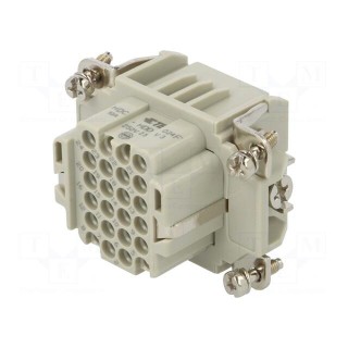 Connector: HDC | female | HDD | PIN: 24 | 24+PE | size 3 | w/o contacts