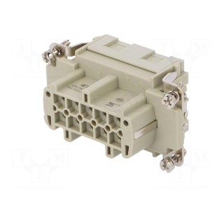 Connector: HDC | female | HE | PIN: 10 | 10+PE | size 4 | w/o contacts | 16A