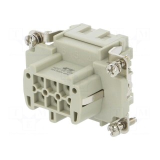 Connector: HDC | female | HE | PIN: 6 | 6+PE | size 3 | w/o contacts | 16A