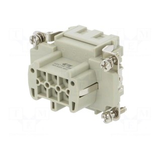 Connector: HDC | female | HE | PIN: 6 | 6+PE | size 3 | w/o contacts | 16A