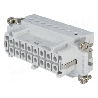 Connector: HDC | female | HTS HE | PIN: 16 | 16+PE | size 6 | 16A | 400V