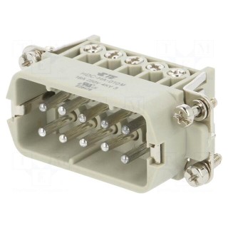 Connector: HDC | male | HA | PIN: 10 | 10+PE | size 2 | 16A | 250V | for cable