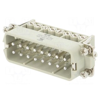 Connector: HDC | male | HA | PIN: 16 | 16+PE | size 5 | 16A | 250V | for cable
