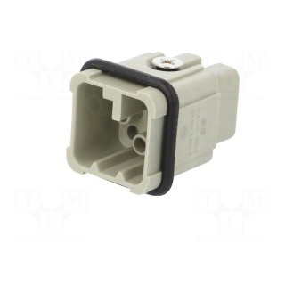 Connector: HDC | male | HD | PIN: 8 | size 1 | w/o contacts | 10A | 50V