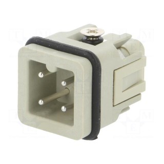 Connector: HDC | male | HDC | PIN: 4 | 3+PE | size 1 | 10A | 250V | 0.5÷2.5mm2