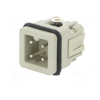 Connector: HDC | male | HDC | PIN: 4 | 3+PE | size 1 | 10A | 250V | 0.5÷2.5mm2