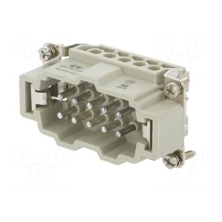 Connector: HDC | male | HE | PIN: 10 | 10+PE | size 4 | 16A | 500V | for cable